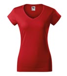 t-shirt damski v-neck slim fit, nadruk bezpośredni – czerwony (07)